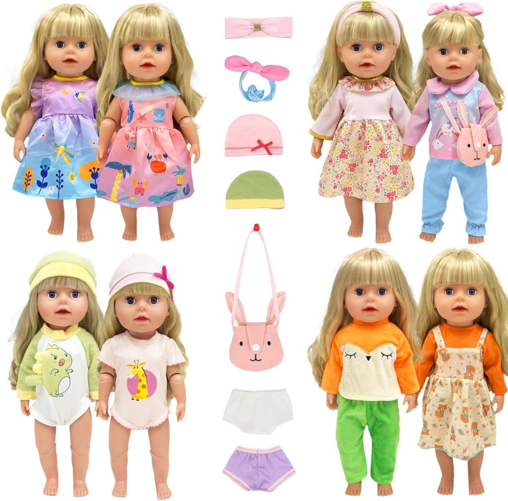 15 PCS Baby Doll Clothes and Accessories for 12 14 15 18 inch Baby Doll Cute Baby Alive 8 Set Dress Outfits Underwear Hat Headband and Bag fits 30-45cm New Born Baby Doll Birthday Present for Girls 15 PCS Baby Doll Clothes and Accessories for 12 14 15 18 inch Baby Doll Cute Baby Alive 8 Set Dress Outfits Underwear Hat Headband and Bag fits 30-45cm New Born Baby Doll Birthday Present for Girls